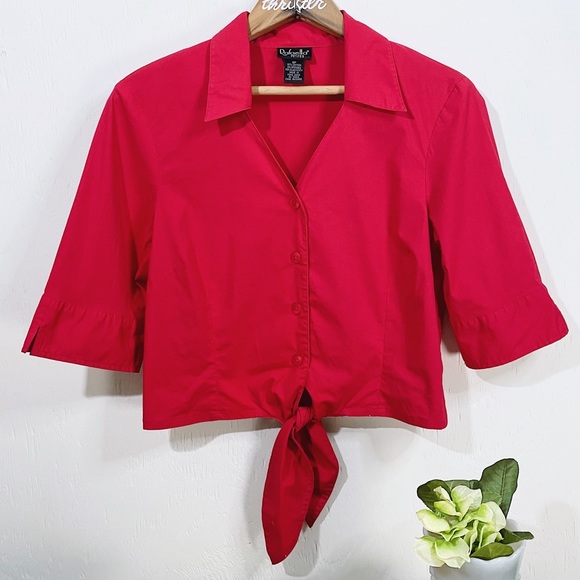 Rafaella Cropped Front Tie Blouse - Picture 2 of 6